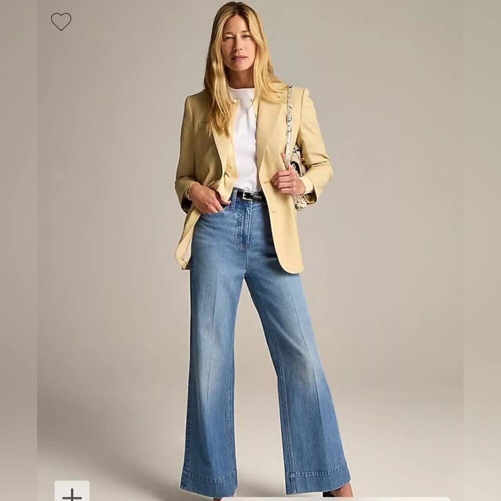 NWT J Crew Womens  Wide Leg Trouser  Dark Blue Jeans Sz  27x33